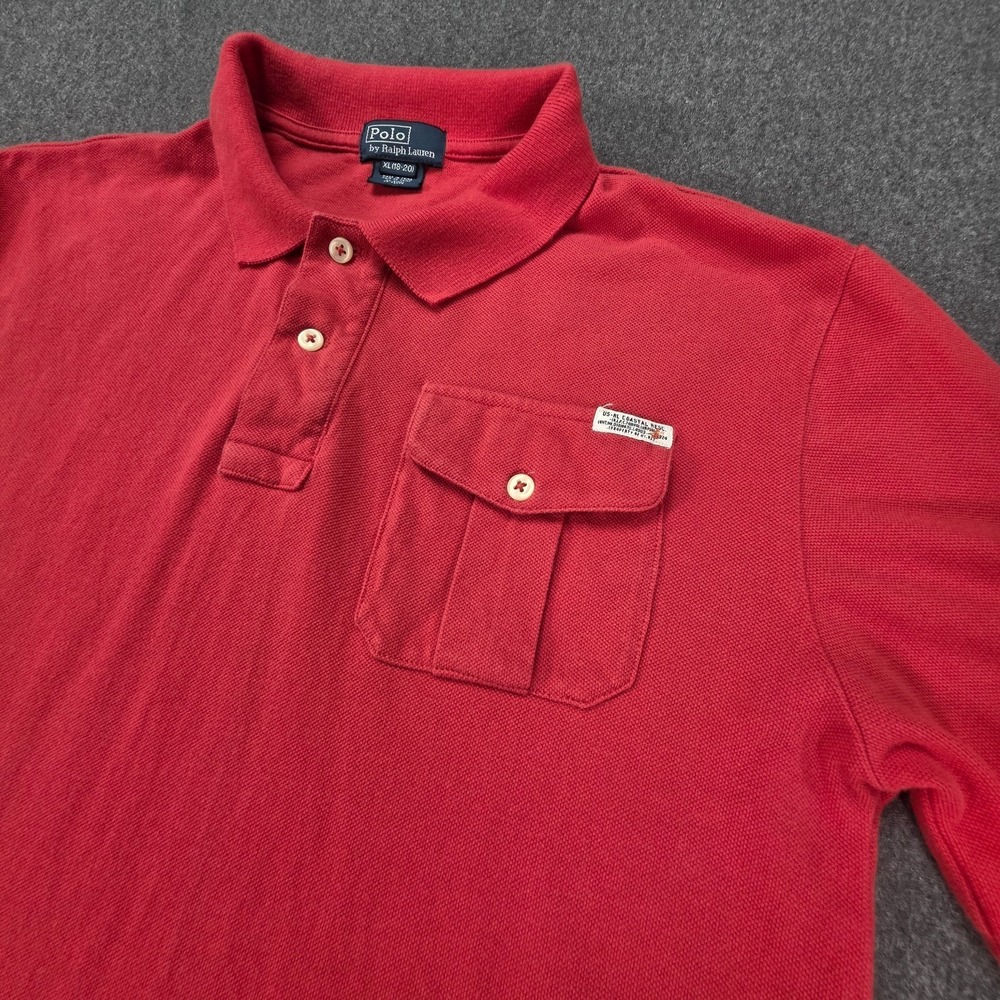 POLO RALPH LAUREN BOYS POLO SHIRT‎ size XL 18-20 RED US RL COASTAL RESC